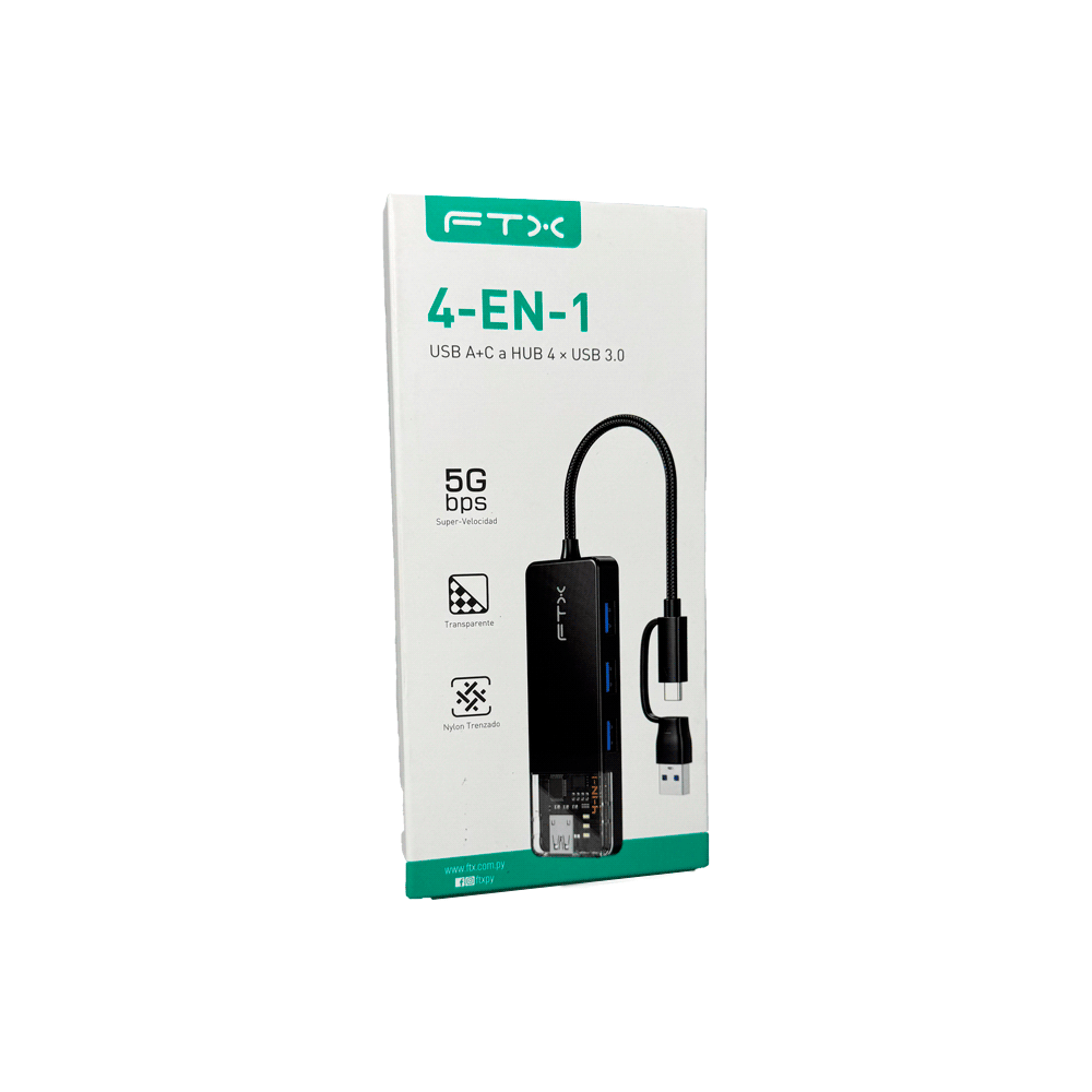 HUB USB-C 3.0 / USB-A DE 4 PUERTOS FTX-HUBT3-PB 5G