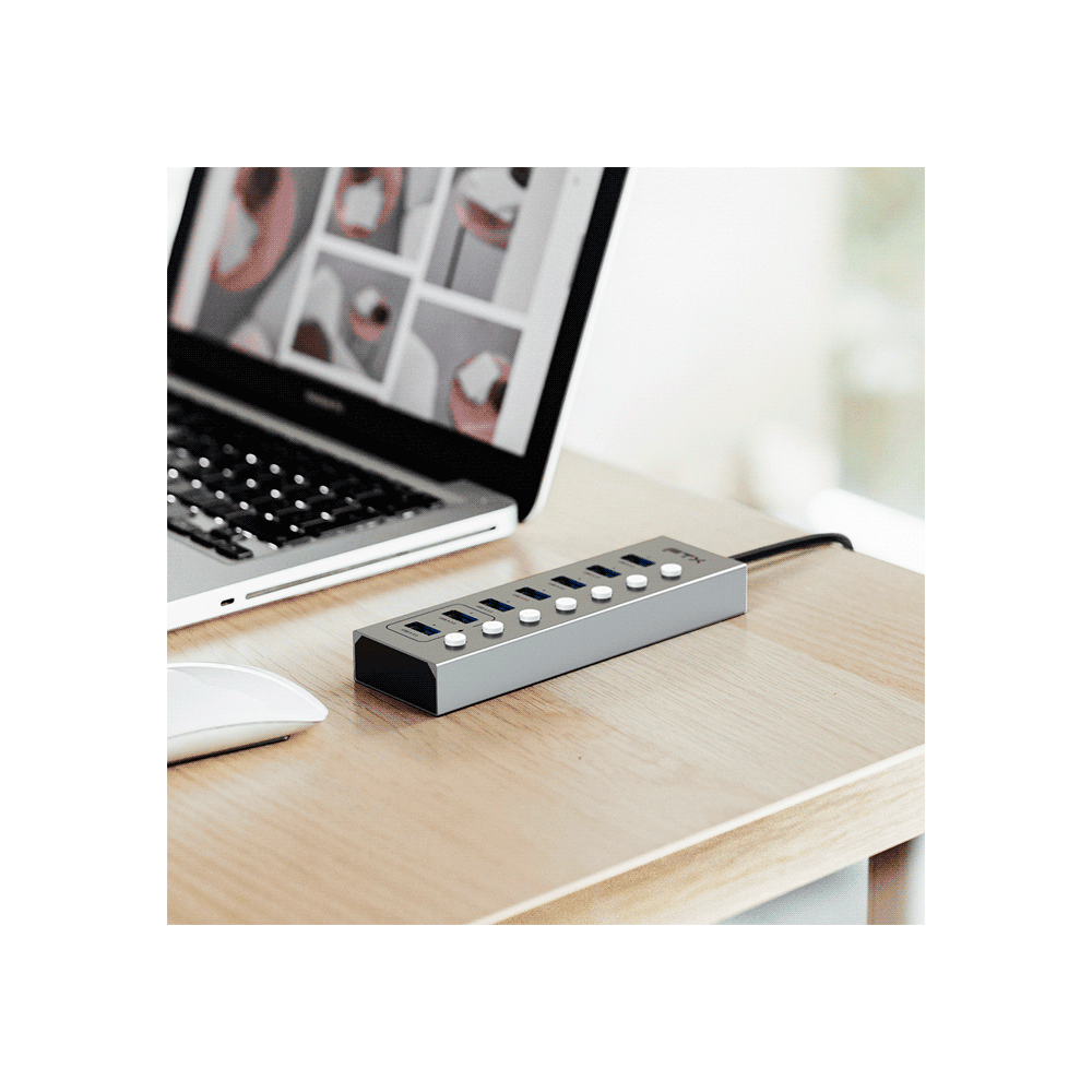HUB USB 3.0 DE 7 PUERTOS FTX-HUBU7-AG 1M/5GBPS/5V 