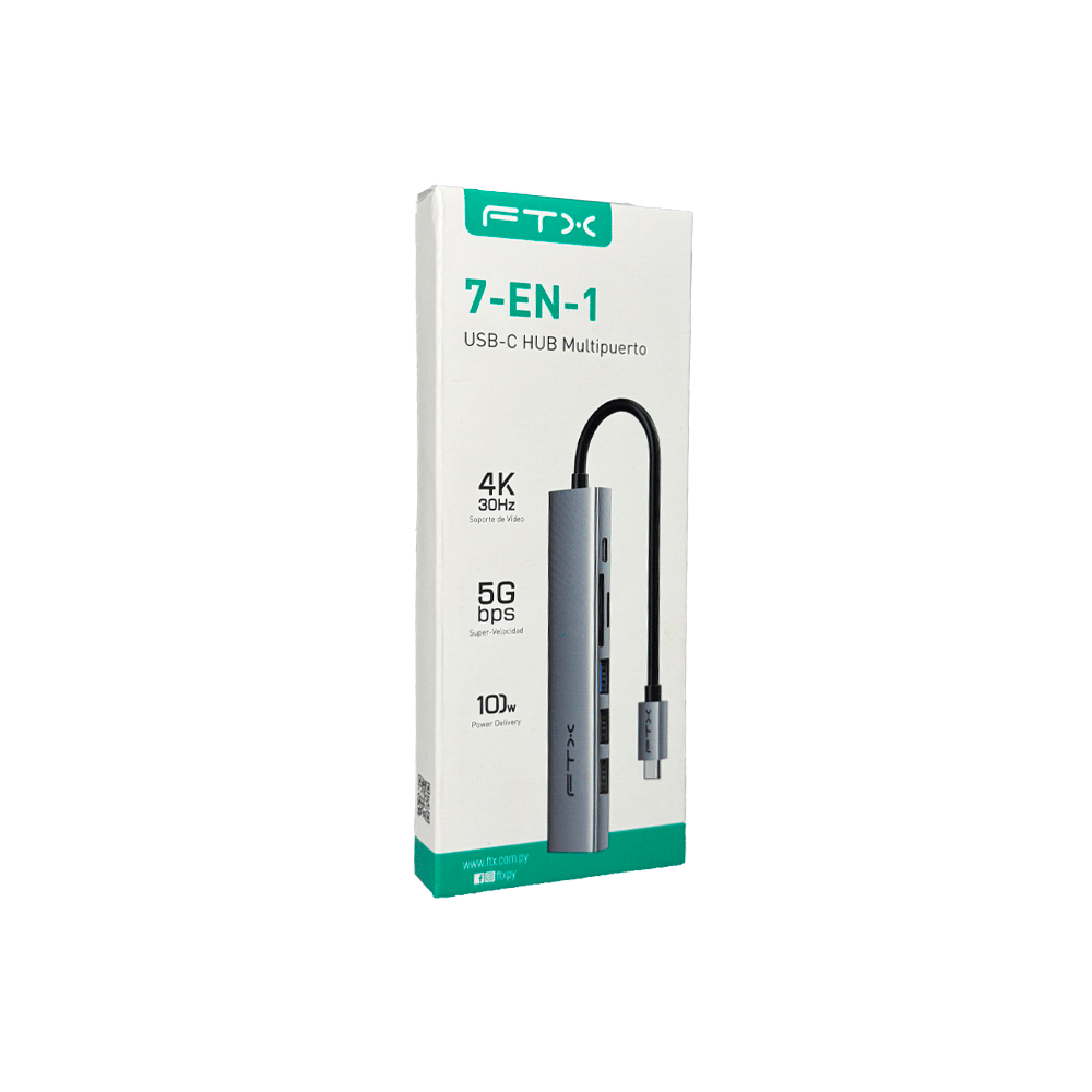 HUB 7 EN 1 USB-C - HDMI/USB-A/USB-C/SD FTX-HBP2-AG