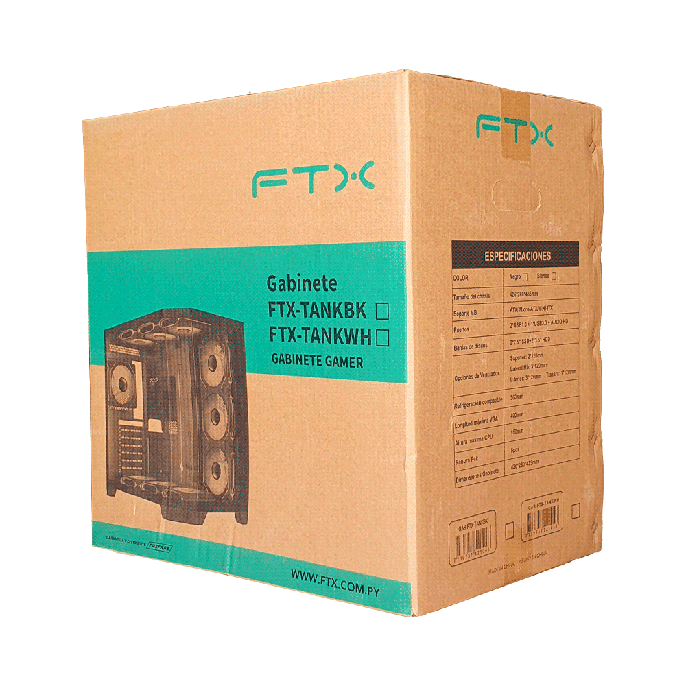 GABINETE GAMER FTX-TANKWH VIDRIO TEMPLADO AQUARIO 