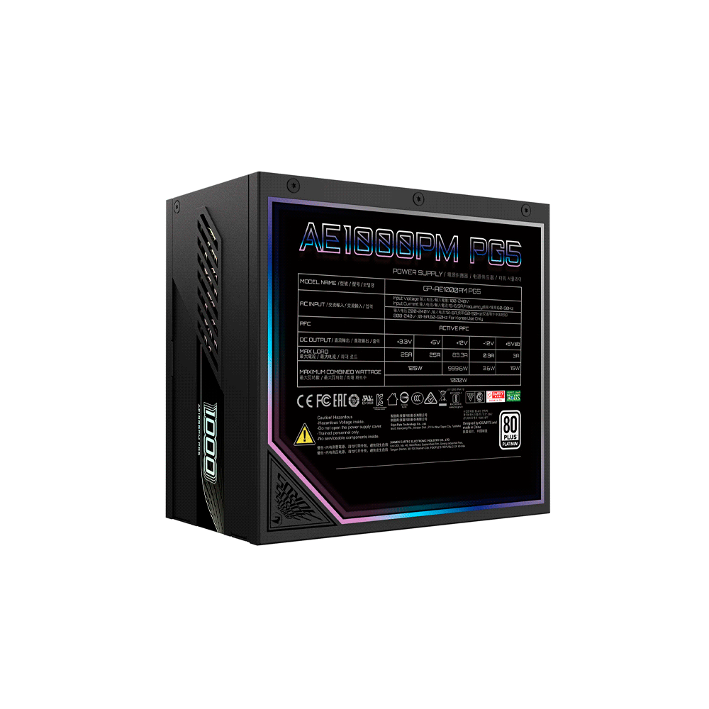 FUENTE GIGABYTE 1000W 80PLUS PLATINUM FULL MODULAR