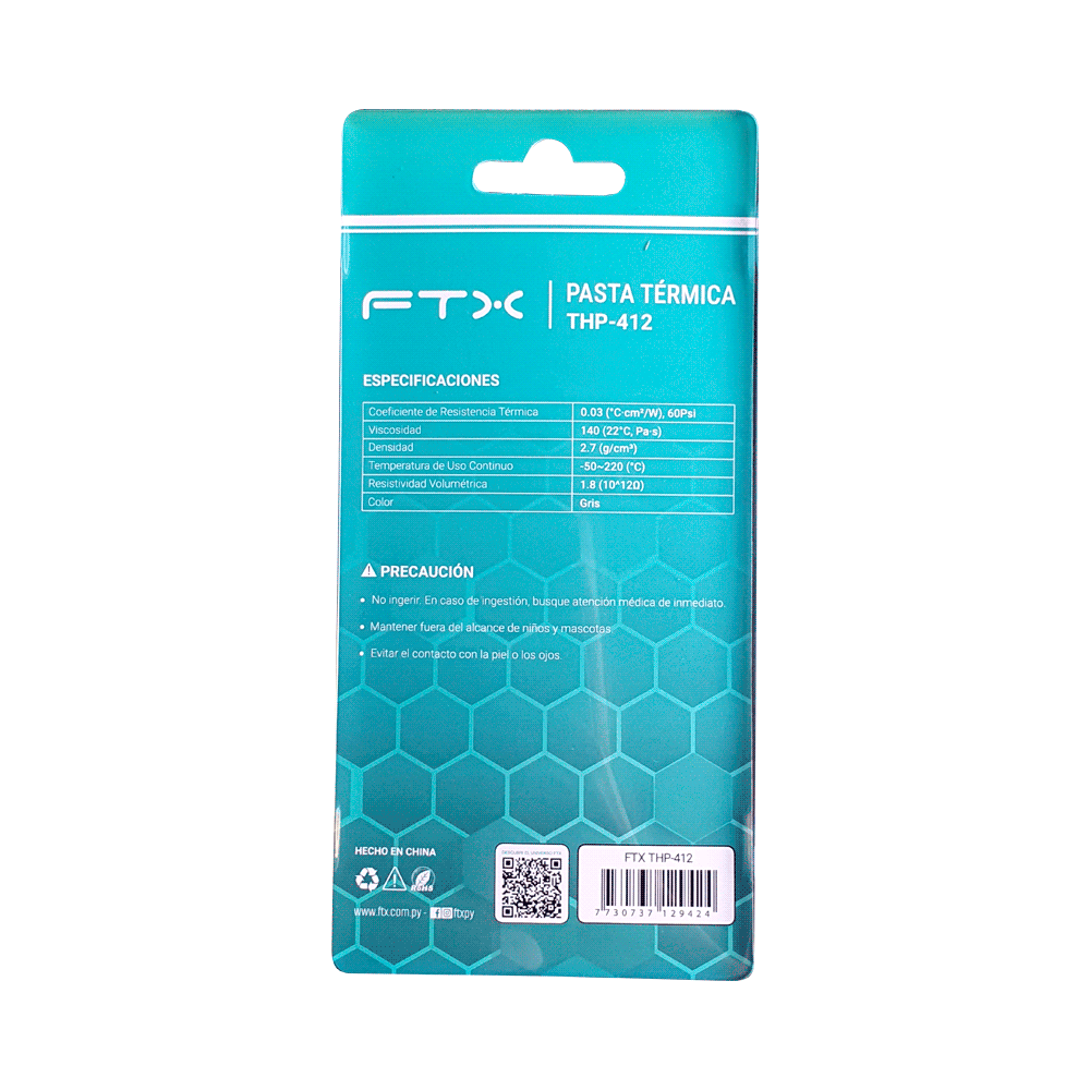 PASTA TERMICA FTX 4GR 1.2 W/M.K THP-412