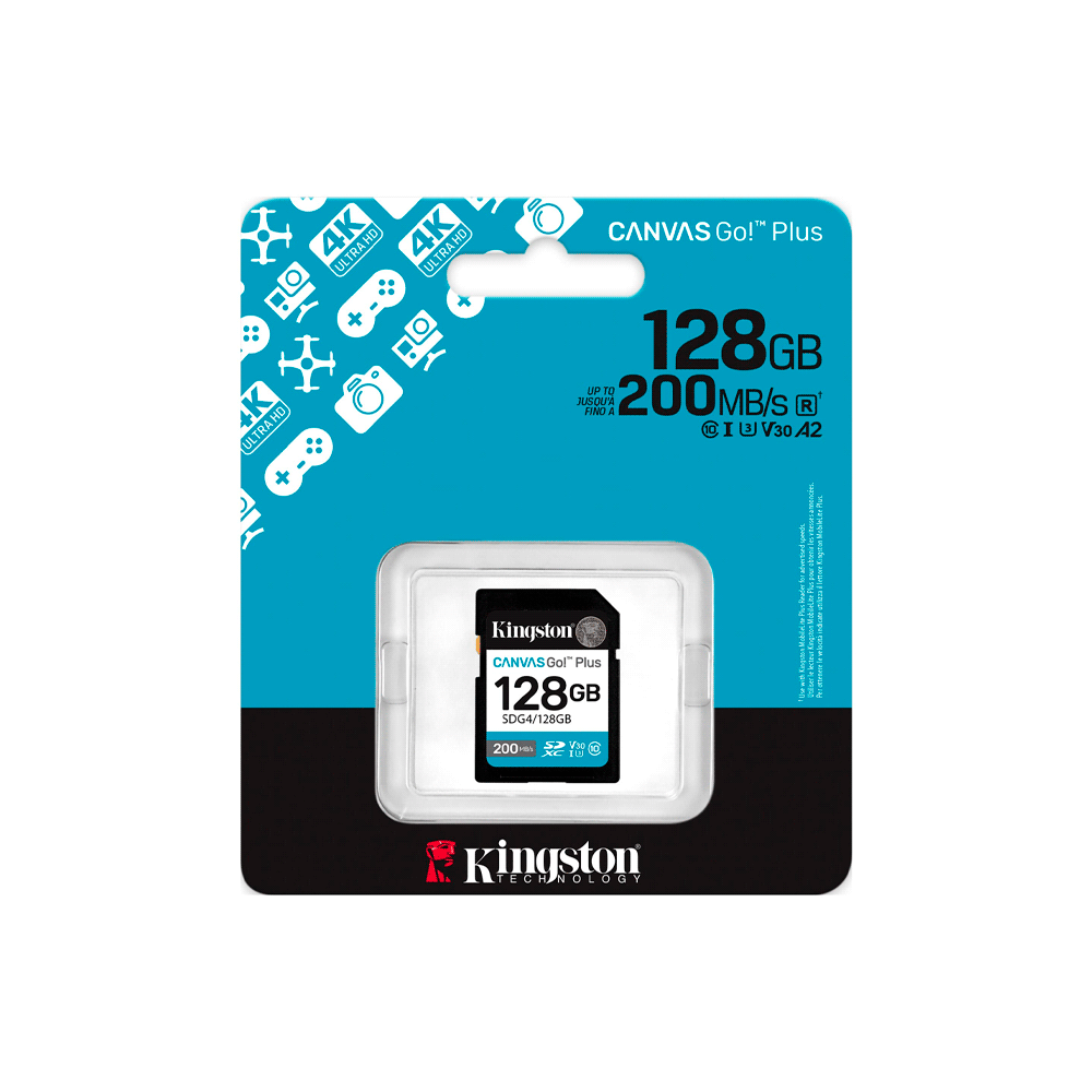 MEMORIA SD KINGSTON 128GB SDG4/128GB 200/100 CANVA