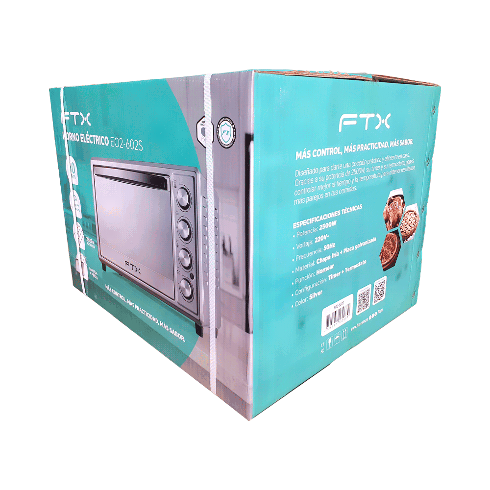 HORNO ELECTRICO FTX 60L 2500W 220V PLATA EO2-602S