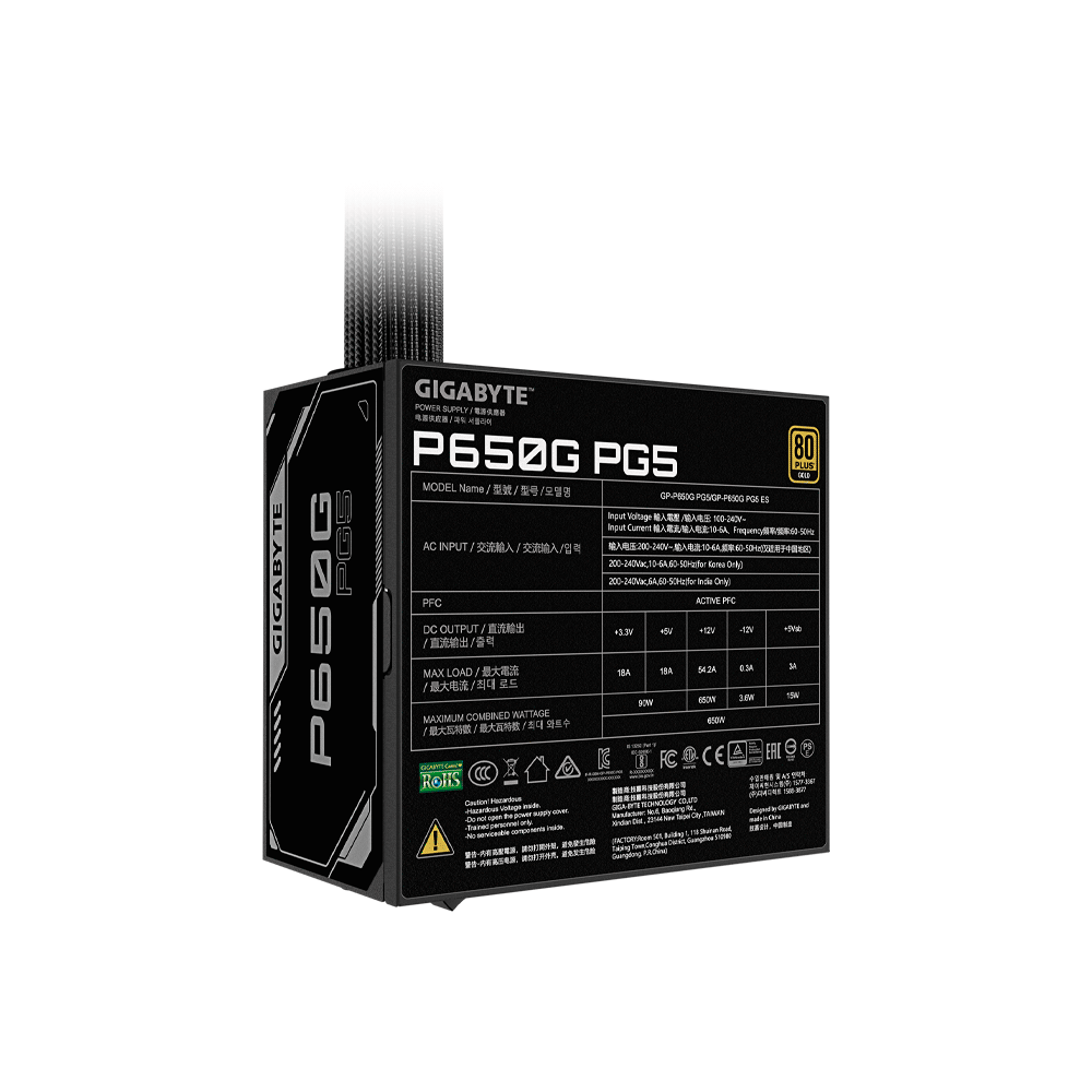 FUENTE  650W GIGABYTE 80PLUS GOLD GP-P650G PG5
