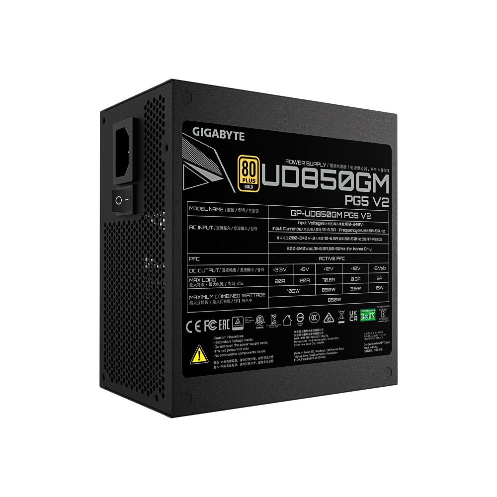 FUENTE 850W GIGABYTE 80PLUS GOLD FULL MODULAR GP-U