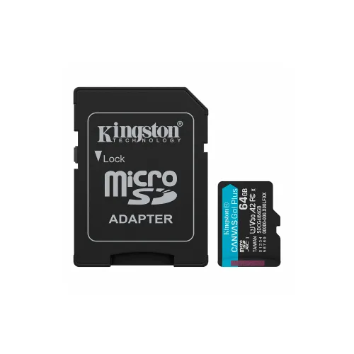 MEMORIA MICRO SD KINGSTON 64GB SDCG4/64GB 200/100 CANVAS GO PLUS C/ADAP