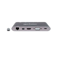 HUB USB-C 3.2 MANHATTAN 7 EN 1 VGA/SD/RJ45 GRIS 152808